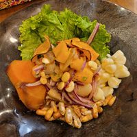 vegan ceviche, way too sour and the only vegan option at Per.uk in Cusco