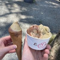 Pistachio, chocolate hazelnut, hazelnut, almond/amaretto! 🤤  at La Dolce Vita in La Spezia