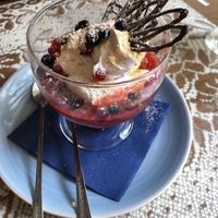 vegan dessert - mousse with poppy seeds  at Kohvik Kroon in Parnu