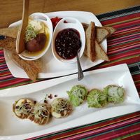Delicious starters, yummy yummy! at Kohvik Kroon in Parnu