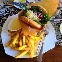 Vegan burger at Kohvik Kroon in Parnu