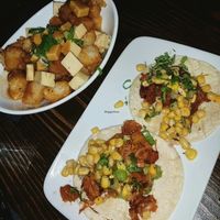 vegan poutine & Jackfruit tacos at L'Gros Luxe 100% Vege in Montreal