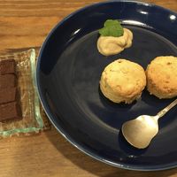 Vegan scone and raw chocolates  at Kissa Saeki in Hiroshima