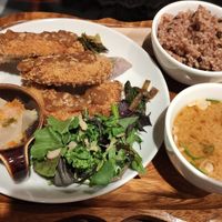 Fried wheat gluten cutlet at Kissa Saeki in Hiroshima