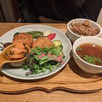 Croquette set at Kissa Saeki in Hiroshima