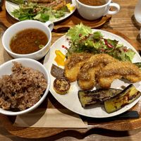 Friend wheat gluten cutlet   at Kissa Saeki in Hiroshima