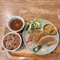 Wheat gluten set meal  at Kissa Saeki in Hiroshima