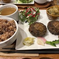 Vegan burger set menu - miso & burger were yummy   at Kissa Saeki in Hiroshima