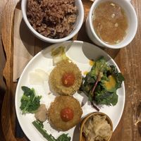 Vegan croquettes set  at Kissa Saeki in Hiroshima