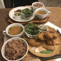 Vegan cutlet and bean steak! at Kissa Saeki in Hiroshima
