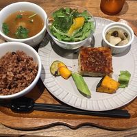 Tempeh set for lunch at Kissa Saeki in Hiroshima
