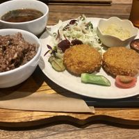 Chickpeas croquette set lunch  at Kissa Saeki in Hiroshima