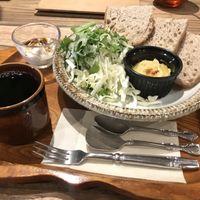 Vegan breakfast plate  at Kissa Saeki in Hiroshima