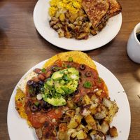 Tofu Scramble and Rasta Ranchero at Woodrose Cafe in Garberville