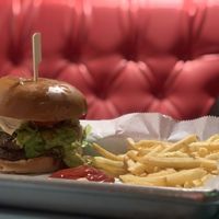 Double rainbow burger with fries! at Rainbow - Ibn Gvirol in Tel Aviv