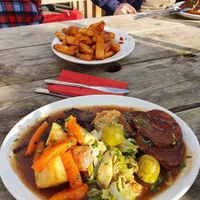 Sunday dinner and salt and pepper chips 🤤 at The Ship Inn in Newcastle Upon Tyne