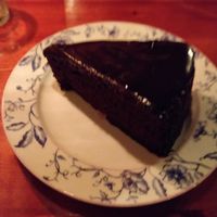 Vegan chocolate cake at Cafe V in Berlin