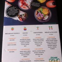 Menu at The Organic Boho - Gothersgade in Copenhagen