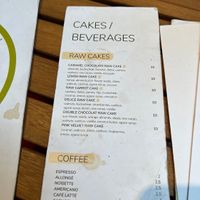 Menu Cakes  at Sweet Rawmance in Paris