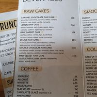 Menu at Sweet Rawmance in Paris