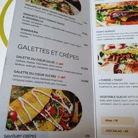 Menu at Sweet Rawmance in Paris