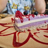 Orange & red fruit cake at Sweet Rawmance in Paris