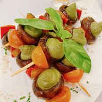 Brochetas de champiñón   at Level Veggie Bistro in Madrid