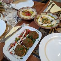 Falafel, Baba ganoush, and hummus at The Cedar Tree in Dublin