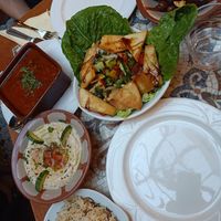Fattoush, vegan main dish, olives and hummus 😋  at The Cedar Tree in Dublin