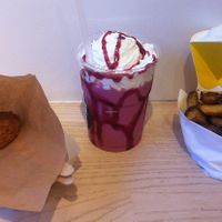 Vegan milkshake + fries + veggie ball. Soooo full! at Freakin Fries in Helsingborg