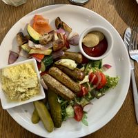 “My vegan feast”. 40 zł. Bread and hummus not pictured   at Mo-Ja Cafe in Krakow