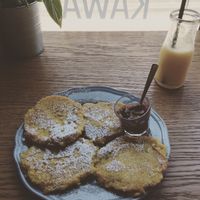 Vegan apple pancakes!! at Mo-Ja Cafe in Krakow