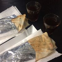 Pita wraps and hot herbal tea at Mazaya Falafel - Grzegorzecka in Krakow