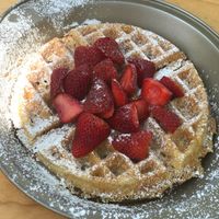 Vegan fruit of the day waffle at Waffle Monkey in Tamarindo
