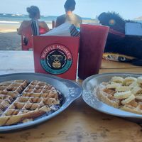 Vegan waffles on the beach!!! at Waffle Monkey in Tamarindo
