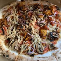 Nimbin vegan pizza…missing some ingredients!!!  at Armonica  in Nimbin