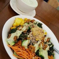 Indian Tempeh and Matcha Latte at SLA - Kerkplein in The Hague