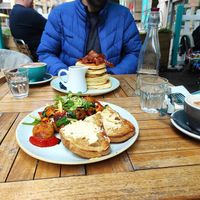 Foreground: Vegan hash. Background: Pancake regret! at The Pudding Pantry in Nottingham