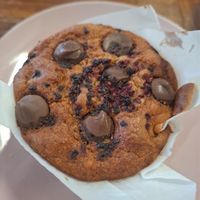 Raspberry and chocolate muffin at Vitality Kitchen in Tauranga
