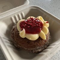 Raspberry & custard doughnut   at Vitality Kitchen in Tauranga