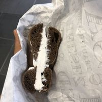 Vegan cream cheese on rye at 5 & Dime Bagel Co. in Melbourne