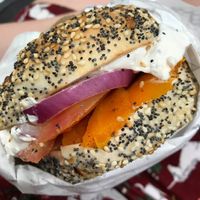 Vegan LOX bagel at 5 & Dime Bagel Co. in Melbourne