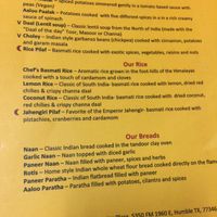 Menu at Curry Sultan in Humble