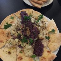 Roasted cauliflower with hummus and pita at Hunter's Brewing in Chesterton