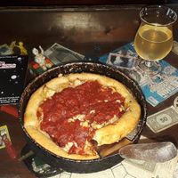 Deep dish Vegan pizza with Daiya chesse, garlic, artichokes & sun-dried tomatos. at Cappy's Pizzeria - Seminole Heights in Tampa