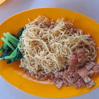 Wantan noodles. By default comes with mock char siew but aunty replace it with zai er for me at Shang De Vegetarian in Central Singapore