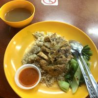 Chicken rice with the power pack chilli! ($3.80) at Shang De Vegetarian in Central Singapore