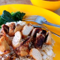 Chicken rice was good. at Shang De Vegetarian in Central Singapore