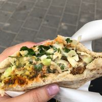 Halfway through! at Falafel Banin Johnny in Tel Aviv