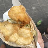 With fried awesomeness atop! at Falafel Banin Johnny in Tel Aviv